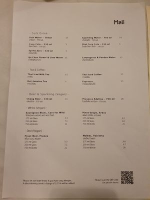 Drinks at Mali Vegan Thai in South West London