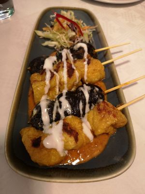 Tofu, and Shitake Skewers at Mali Vegan Thai in South West London