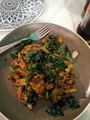 Drunken noodles at Mali Vegan Thai in South West London