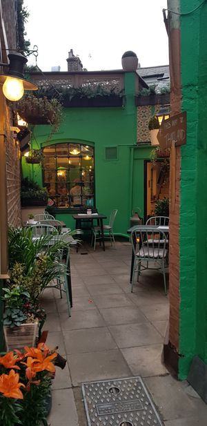 Lovely outside courtyard at Mali Vegan Thai in South West London