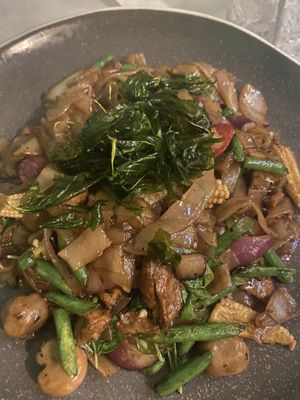 Drunken duckk noodles   at Mali Vegan Thai in South West London