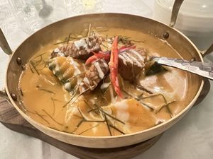 Pumpkin red curry with tempeh  at Mali Vegan Thai in South West London