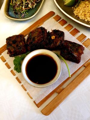 Chive cakes at Mali Vegan Thai in South West London