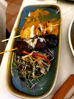 Tofu and mushroom satay at Mali Vegan Thai in South West London