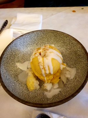 Mango icecream at Mali Vegan Thai in South West London