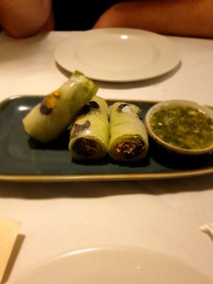 Spring rolls at Mali Vegan Thai in South West London