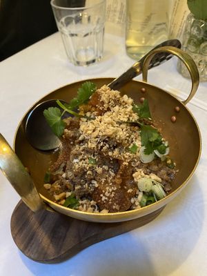 Gyo Grob Tom Yum Kluk Klik  at Mali Vegan Thai in South West London