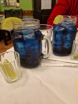 Butterfly pea flower tea at Mali Vegan Thai in South West London