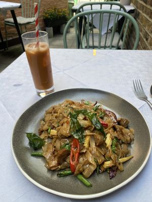 Finally getting to try a Thai iced tea and it was lovely! My noodle dish was excellent too.  at Mali Vegan Thai in South West London