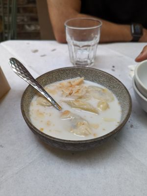 Coconut milk banana at Mali Vegan Thai in South West London