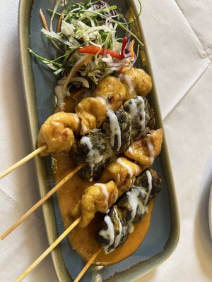 Tofu and Mushroom Skewers  at Mali Vegan Thai in South West London