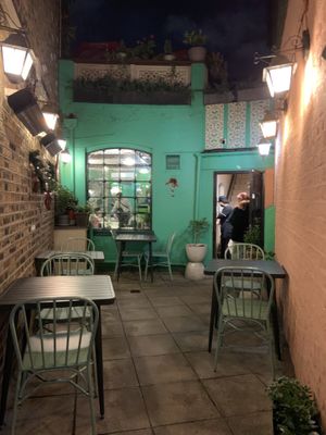 Entrance and outdoor seating area  at Mali Vegan Thai in South West London