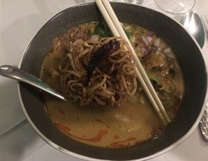 Yellow curry with tofu and radish.   at Mali Vegan Thai in South West London