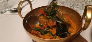 Vegan fish with red curry sauce at Mali Vegan Thai in South West London