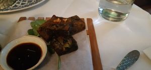 Crispy chinese chive cakes at Mali Vegan Thai in South West London