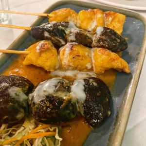 Tofu & mushroom satay  at Mali Vegan Thai in South West London