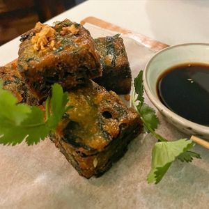 Crispy Chinese chive cakes  at Mali Vegan Thai in South West London