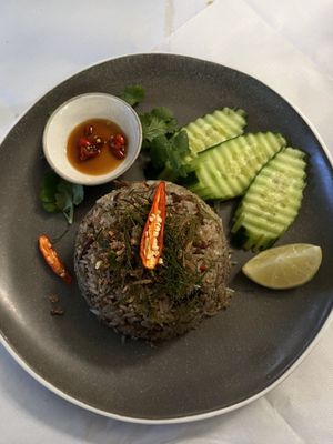 Kao Pad Sa Moon Prai Moo Krob - an absolutely delicious fried rice. I loved every mouthful of this and could have had a second plate!  at Mali Vegan Thai in South West London