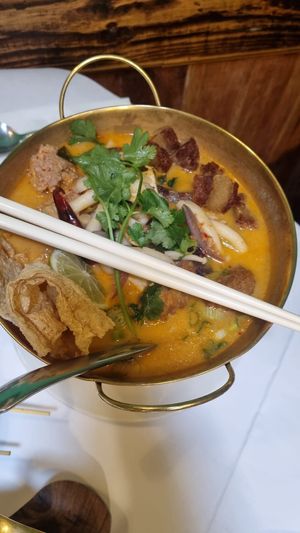 Fiery Tom yum soup at Mali Vegan Thai in South West London