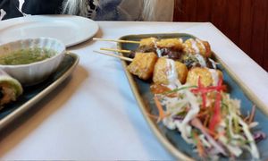 Well textured skewers with a lovely sauce - salad was good. at Mali Vegan Thai in South West London