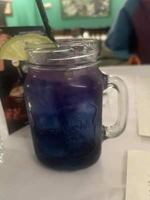 Butterfly pea iced tea   at Mali Vegan Thai in South West London