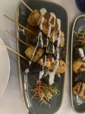 Mushroom and tofu skewers   at Mali Vegan Thai in South West London