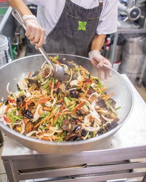 Eggplant salad in the making! #Veganuary at Nana Good Eats in Queens