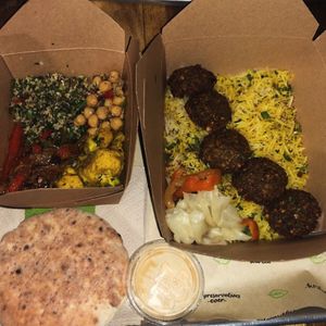Falafel with vegan sides  at Nana Good Eats in Queens