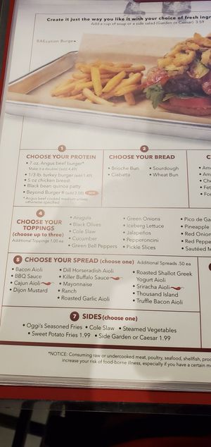 Build your own vegan burger at Oggi's - Barstow in Barstow