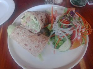 Falafel wrap with side salad at Fresh Earth Food Store in Johannesburg