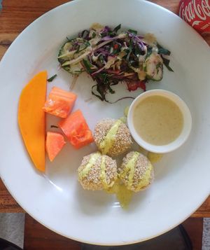 Falafels with fruit   at El Rincon Colombiano in El Valle De Anton