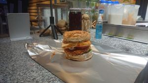 Super heavy healthy tofu veg burger at Always Happy Food co. in Kathmandu