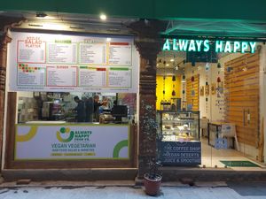 Shop front at Always Happy Food co. in Kathmandu