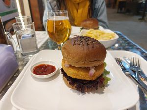 Burger at Always Happy Food co. in Kathmandu