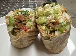 Vegan sausage wrap    at Always Happy Food co. in Kathmandu