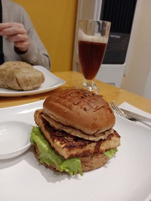 Tofu-Veg Burger, so delicious! at Always Happy Food co. in Kathmandu