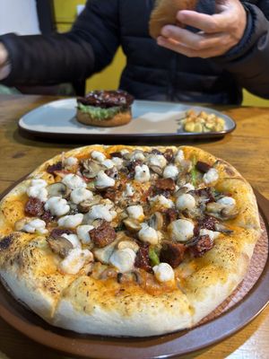 Seitan Pizza (add on mushroom)  at Always Happy Food co. in Kathmandu