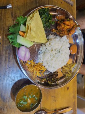 Dal baht set at Always Happy Food co. in Kathmandu