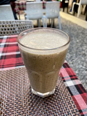 Vegan coconut almond butter smoothiee  at Always Happy Food co. in Kathmandu