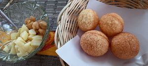 Second order of Pani Puri. Great tamarind sauce to put in. at Yummy India in Chiang Mai