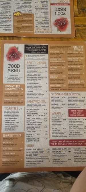 Food menu 2 at The Glass Strawberry  in Doncaster