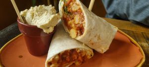 Spicy chickpea wrap at The Glass Strawberry  in Doncaster