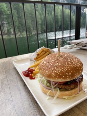 Vegan Burger with Fries  at Restaurant am Piburger See in Oetz