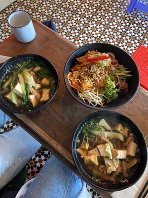 Tofu noodle soup with veggies and rice noodle saladd  at Chi Thu - Leopoldstraße in Munich
