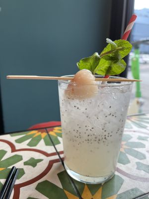 Home-made Lychee and chai seed lemonade #Veganuary at Chi Thu - Leopoldstraße in Munich