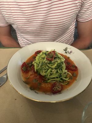 Spaghettis de courgettes sauce poivron  at Fefino in Trani