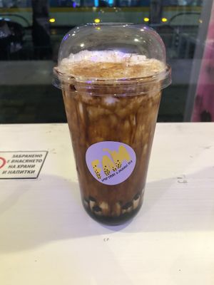 Brown sugar with almond milk  at Fam Kpop and Bubble Tea in Sofia