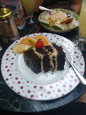 Vegan chocolate cake at Little Kook in Athens