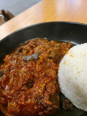 Eggplant curry at Realfoods Organic Cafe in Melbourne