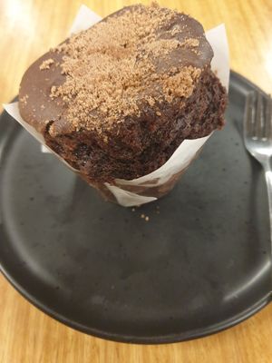 Chocolate muffin: airy, and a little gummy at Realfoods Organic Cafe in Melbourne